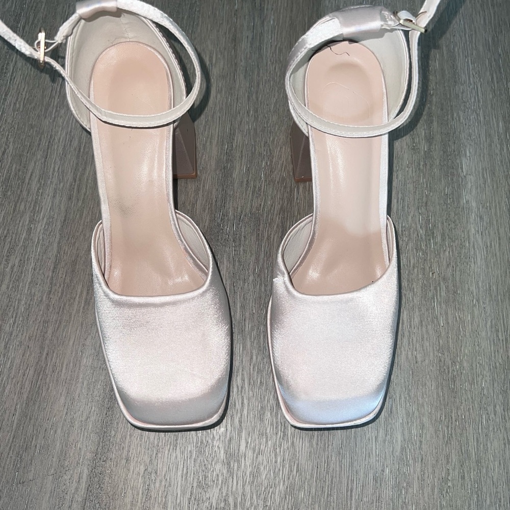 Elegant White Satin Women's Heels